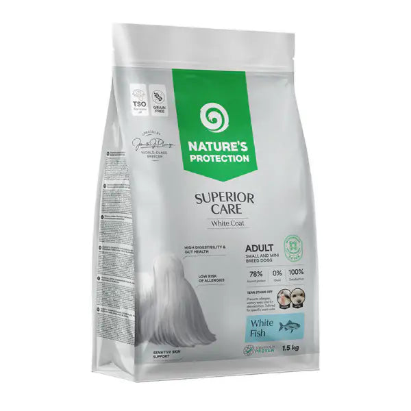 crocchette cane manto bianco, crocchette senza cereali, crocchette grain free, cibo per cani taglia mini, crocchette Grain Free cane, crocchette per macchie da lacrimazione, crocchette con pesce bianco, alimento per cani pelo bianco