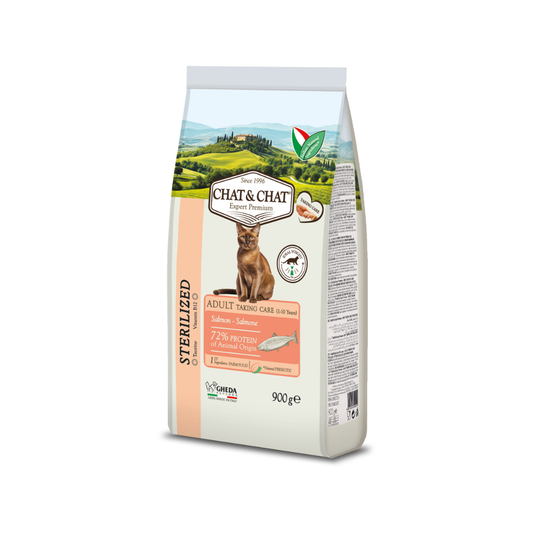 crocchette gatto sterilizzato, chat & chat gatto sterilizzato, alimento gatto adulto sterilizzato, crocchette controllo peso gatto, cibo secco gatto sterilizzato, gheda petfood, crocchette economiche, per gatti