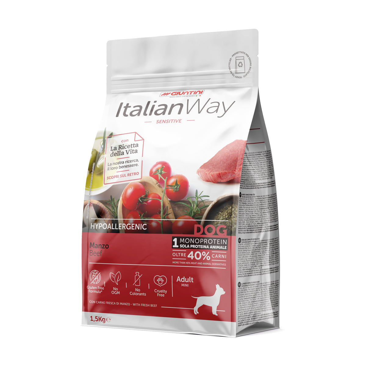 crocchette monoproteiche cane, crocchette monoproteiche manzo, ItalianWay Sensitive Manzo, ItalianWay Manzo Monoproteico Mini, crocchette cane piccola taglia, crocchette cane taglia mini, crocchette manzo cane adulto, alimento monoproteico cane adulto, crocchette per cani mini, crocchette per cani di piccola taglia, ItalianWay Sensitive Mini, crocchette monoproteiche 1,5 kg, crocchette monoproteiche 8 kg
