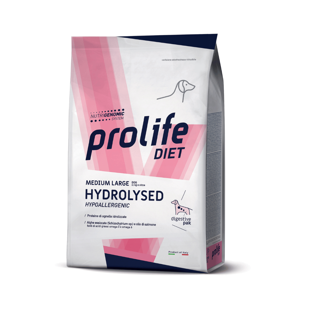 crocchette ipoallergeniche cane, Prolife Hydrolysed Medium agnello, crocchette cane idrolizzate, alimento cane intolleranze alimentari, crocchette cane taglia media, cibo cane ipoallergenico agnello, crocchette cane digestione delicata, alimento dietetico cane 2 kg, crocchette cane sensibile