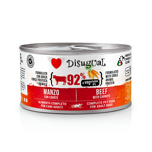 Disugual - Lattina Umido Paté per Cani Adulti 92% Carne 4% Verdura +Vegetable 150g