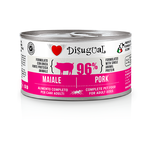 Disugual - Lattina Umido Monoproteico Senza Cereali Paté Cani Adulti 96% Grain Free 150g