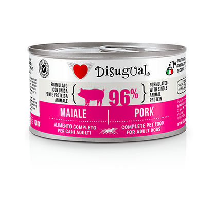 Disugual - Lattina Umido Monoproteico Senza Cereali Paté Cani Adulti 96% Grain Free 150g