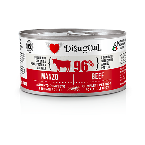 Disugual - Lattina Umido Monoproteico Senza Cereali Paté Cani Adulti 96% Grain Free 150g