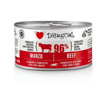 Disugual - Lattina Umido Monoproteico Senza Cereali Paté Cani Adulti 96% Grain Free 150g