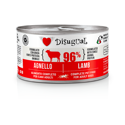 Disugual - Lattina Umido Monoproteico Senza Cereali Paté Cani Adulti 96% Grain Free 150g