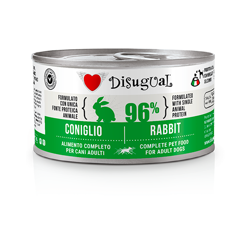 Disugual - Lattina Umido Monoproteico Senza Cereali Paté Cani Adulti 96% Grain Free 150g