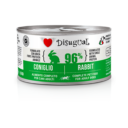 Disugual - Lattina Umido Monoproteico Senza Cereali Paté Cani Adulti 96% Grain Free 150g