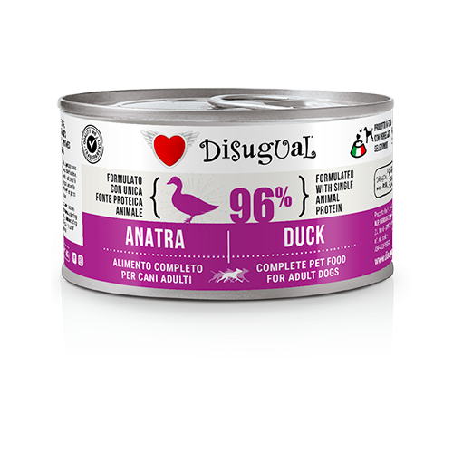 Disugual - Lattina Umido Monoproteico Senza Cereali Paté Cani Adulti 96% Grain Free 150g