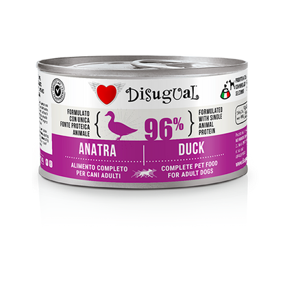 Disugual - Lattina Umido Monoproteico Senza Cereali Paté Cani Adulti 96% Grain Free 150g