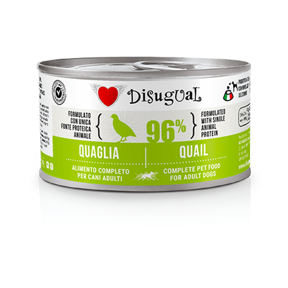 Disugual - Lattina Umido Monoproteico Senza Cereali Paté Cani Adulti 96% Grain Free 150g