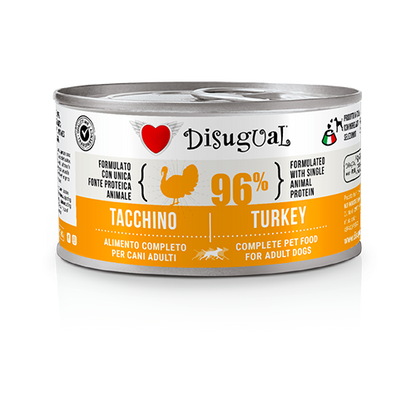 Disugual - Lattina Umido Monoproteico Senza Cereali Paté Cani Adulti 96% Grain Free 150g