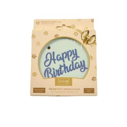 torta di compleanno per cani, dolce per cani Delì Pet, snack artigianale per cani, torta cane compleanno naturale, dolcetto per cani senza zuccheri, alimento festivo per cani, delì pet torta per cani, regalo compleanno per cani, cibo naturale artigianale per cani