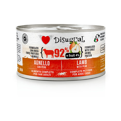 Disugual - Lattina Umido Paté per Cani Adulti 92% Carne 4% Frutta +Fruit 150g