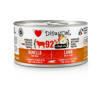 Disugual - Lattina Umido Paté per Cani Adulti 92% Carne 4% Frutta +Fruit 150g