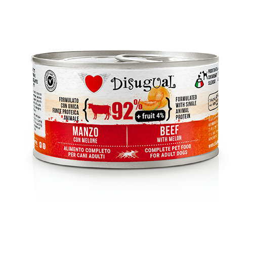 Disugual - Lattina Umido Paté per Cani Adulti 92% Carne 4% Frutta +Fruit 150g