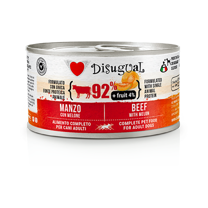 Disugual - Lattina Umido Paté per Cani Adulti 92% Carne 4% Frutta +Fruit 150g