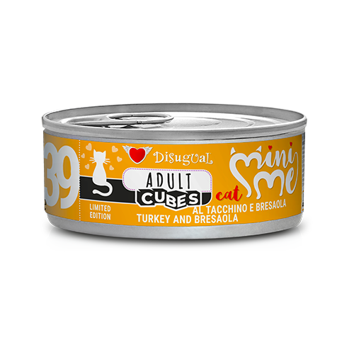 Disugual MiniMe Cubes Adult, Paté con cubetti gatti adulti, Alimento umido per gatti gluten free, Paté gatti alta carne Italia, Umido gatto texture cubes, Cibo umido adulti qualità premium