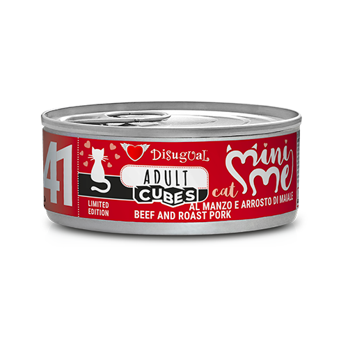 Disugual MiniMe Cubes Adult, Paté con cubetti gatti adulti, Alimento umido per gatti gluten free, Paté gatti alta carne Italia, Umido gatto texture cubes, Cibo umido adulti qualità premium