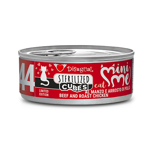 Disugual Mini Me Cubes Sterilized, Paté gatti sterilizzati 85g, Umido gluten free per gatti sterilizzati, Alimento completo gatti sterilizzati Italia, MiniMe Cubes pollo bresaola gatti sterilizzati, Ricetta senza conservanti per gatto sterilizzato, Umido paté con cubetti per felini sterilizzati