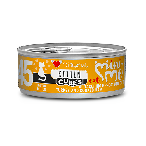 Disugual MiniMe Cubes Kitten, Paté con cubetti gattini 85 g, Umido senza glutine per cuccioli, Alimento completo Kitten Made in Italy, Paté gattino alta carne, Umido kitten texture cubes, Cibo umido per gatto in crescita