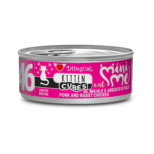 Disugual MiniMe Cubes Kitten, Paté con cubetti gattini 85 g, Umido senza glutine per cuccioli, Alimento completo Kitten Made in Italy, Paté gattino alta carne, Umido kitten texture cubes, Cibo umido per gatto in crescita