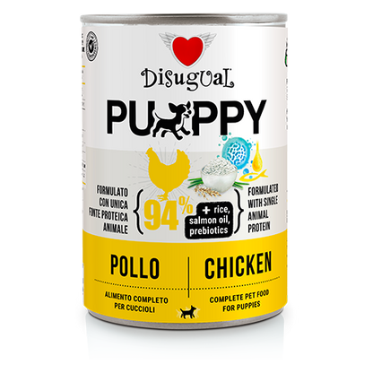 Disugual Paté Cani Cuccioli 94% Umido Monoproteico Puppy Lattina 400g