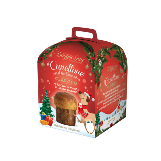 panettone per cani, Doggye Bag Canettone, dolci natalizi per cani, panettone artigianale cane, snack di Natale per cani, regalo Natale cani, dolcetti di Natale per cani