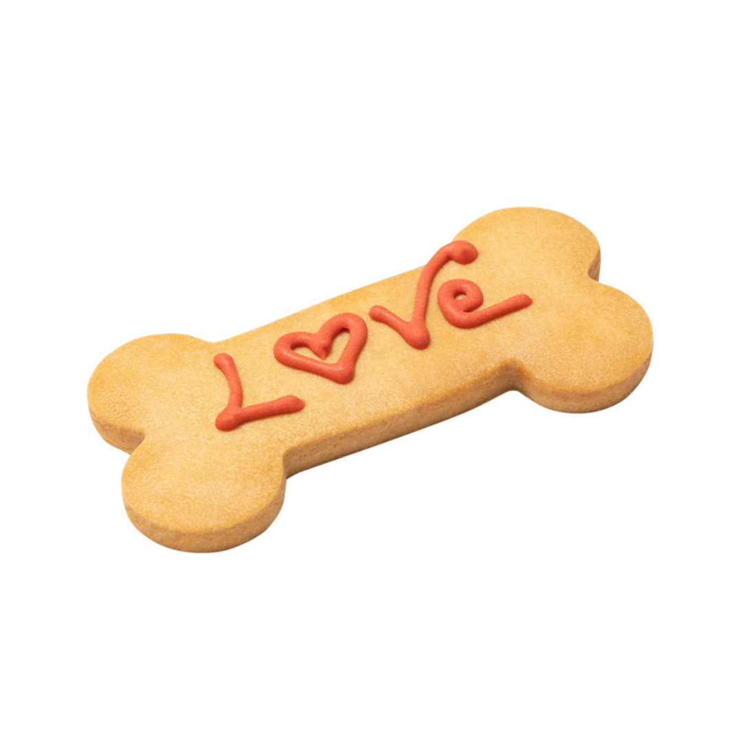 biscotto cane, biscotti San Valentino cane, snack cane artigianali, regalo cane San Valentino, biscotti decorati cane, Doggye Bag Love Bone