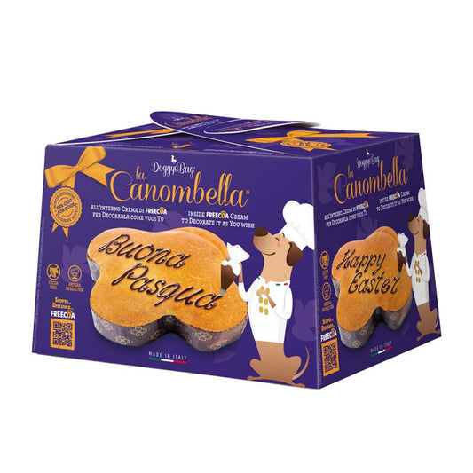 doggye bag canombella, colomba cane naturale, crema cane senza cioccolato, snack pasqua cane made in italy, regalo pasqua per cani, colomba di pasqua per cani