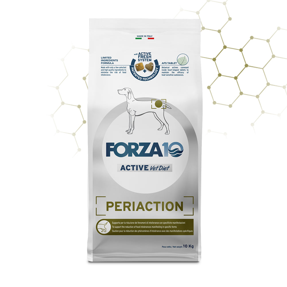 Forza 10 crocchette cane, Crocchette dietetiche per cani adulti con intolleranze perianali, crocchette Monoproteiche pesce, riso, AFS tablet – Made in Italy, alta digeribilità, crocchette dietetiche cane intolleranze, Forza10 Periaction crocchette 4 kg, crocchette monoprotein pesce, crocchette perianal cane