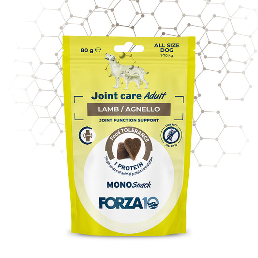 Snack cane anziano, Forza 10 Joint Care snack cane, snack articolazioni cane, snack monoproteico ipoallergenico cane, snack grain free cane, Forza 10 Mono Snack
