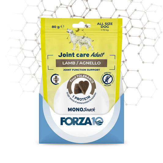 Snack cane anziano, Forza 10 Joint Care snack cane, snack articolazioni cane, snack monoproteico ipoallergenico cane, snack grain free cane, Forza 10 Mono Snack