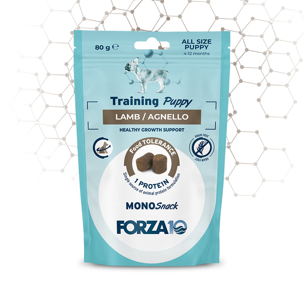 Snack cane cucciolo, Forza 10 Puppy Mono Snack, snack per cuccioli grain free, snack monoproteico cucciolo, snack ipoallergenico cane cucciolo, snack cuccioli