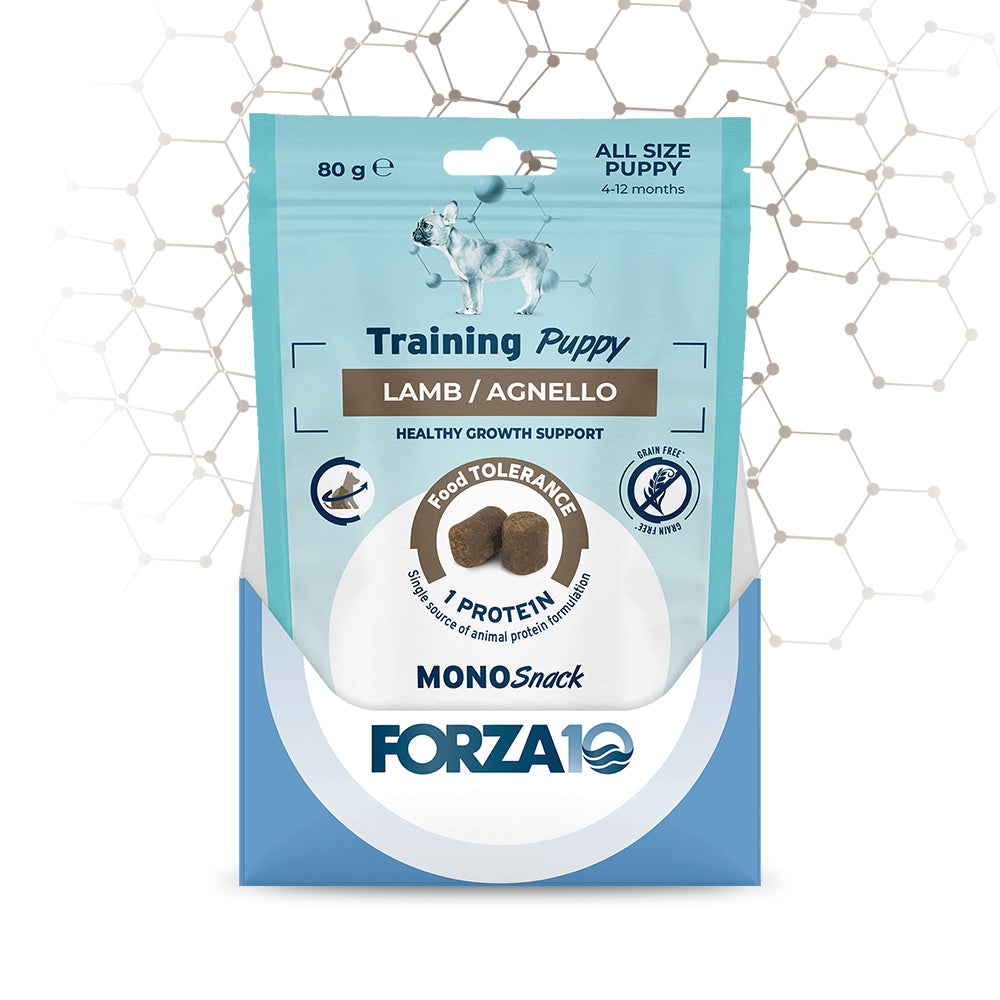 Snack cane cucciolo, Forza 10 Puppy Mono Snack, snack per cuccioli grain free, snack monoproteico cucciolo, snack ipoallergenico cane cucciolo, snack cuccioli