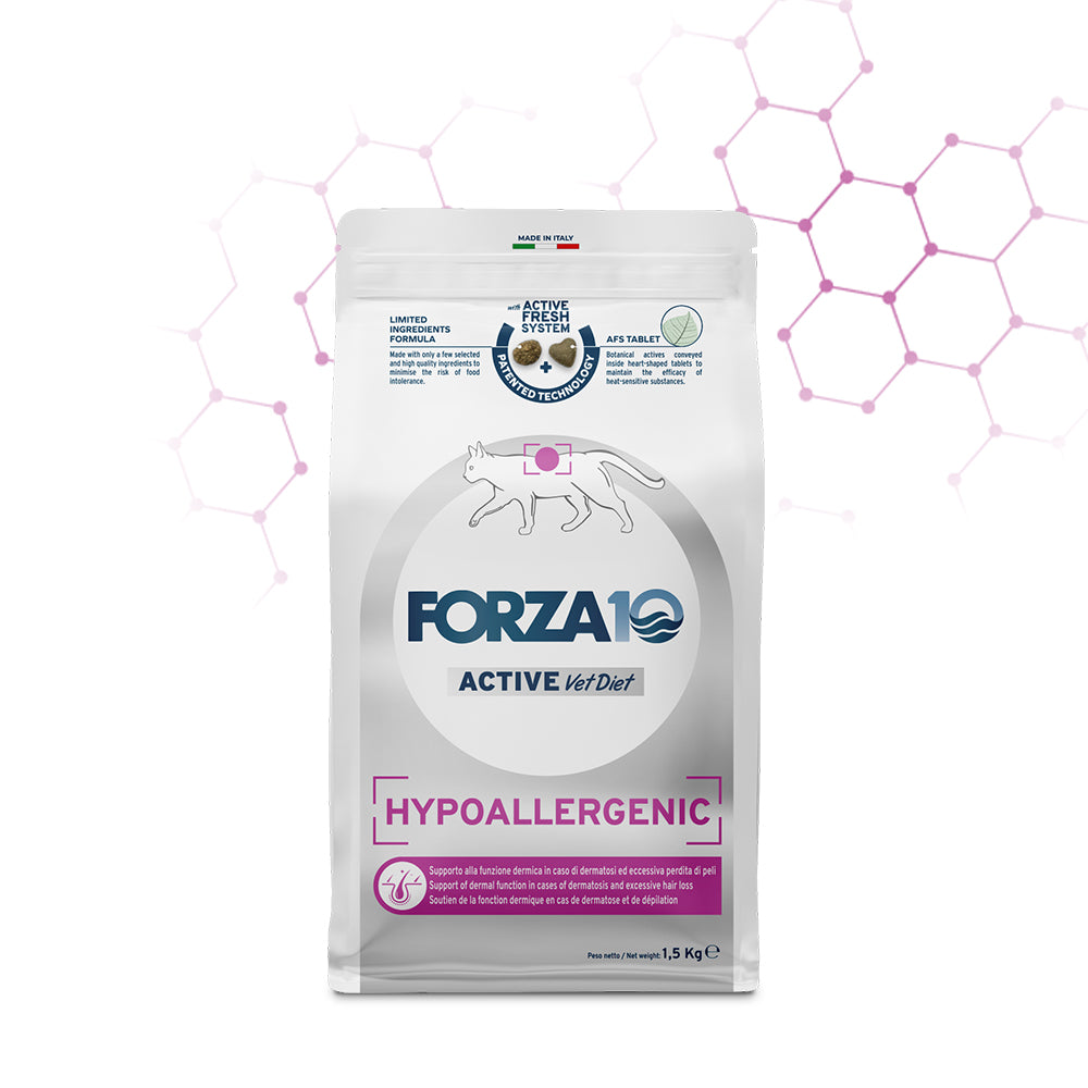 Forza10 Hypoallergenic gatto, crocchette ipoallergeniche per gatti, cibo secco gatto intolleranze, alimento monoproteico gatto, Forza dieci