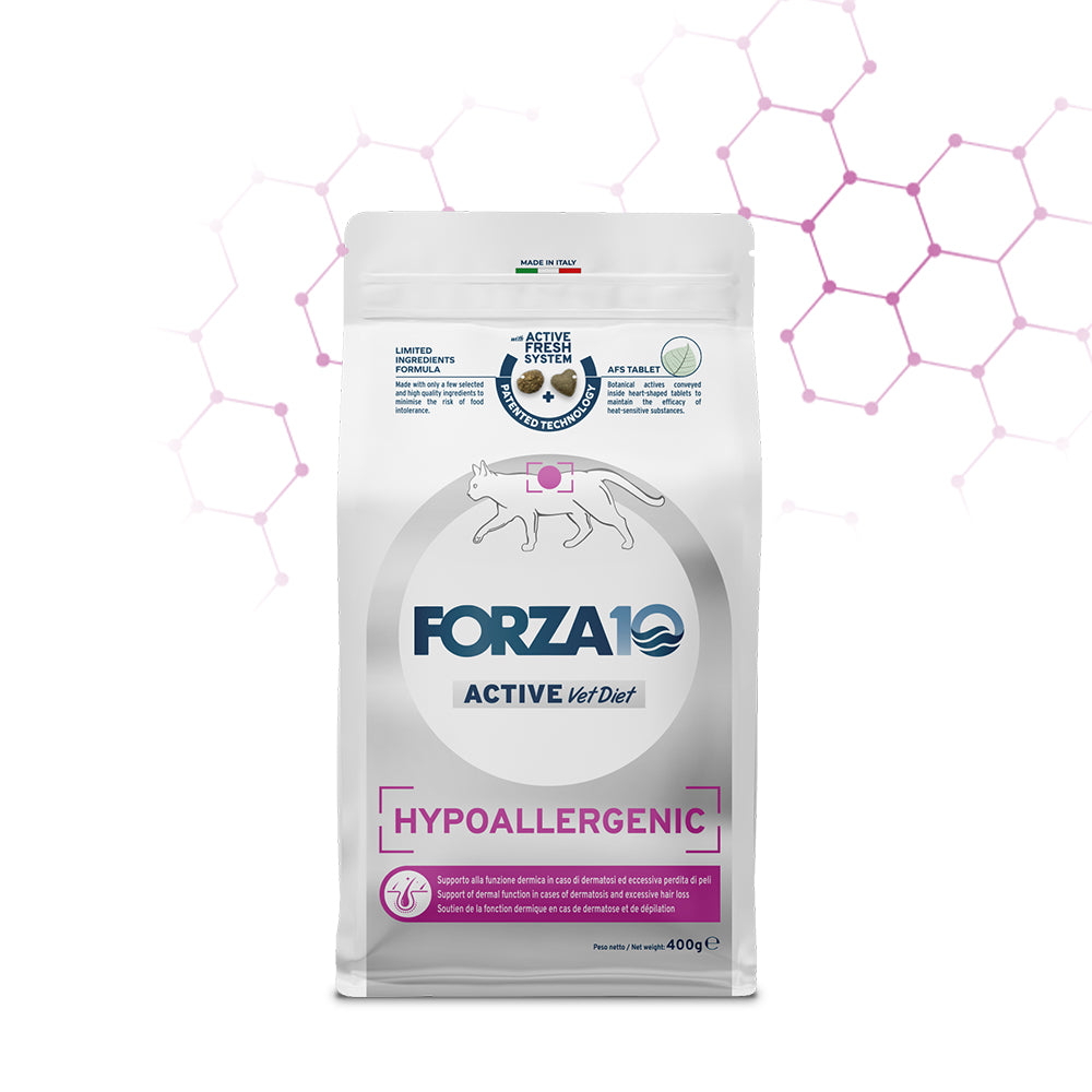 Forza10 Hypoallergenic gatto, crocchette ipoallergeniche per gatti, cibo secco gatto intolleranze, alimento monoproteico gatto, Forza dieci