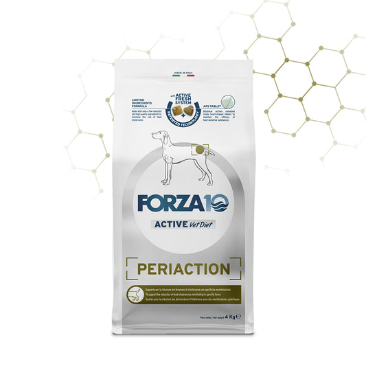 Crocchette dietetiche per cani adulti con intolleranze perianali, crocchette Monoproteiche pesce, riso, AFS tablet – Made in Italy, alta digeribilità, crocchette dietetiche cane intolleranze, Forza10 Periaction crocchette 4 kg, crocchette monoprotein pesce, crocchette perianal cane