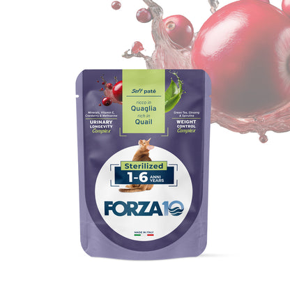 Forza10 Botanic Urinary Longevity Soft Paté Sterilized, cibo umido vie urinarie gatti sterilizzati, paté funzionale gatto sterilizzato urinario, alimento umido gatti con cranberry e metionina, Forza10 Soft Paté Urinary gatto adulto, Botanic Cat Urinary Longevity per gatti sterilizzati