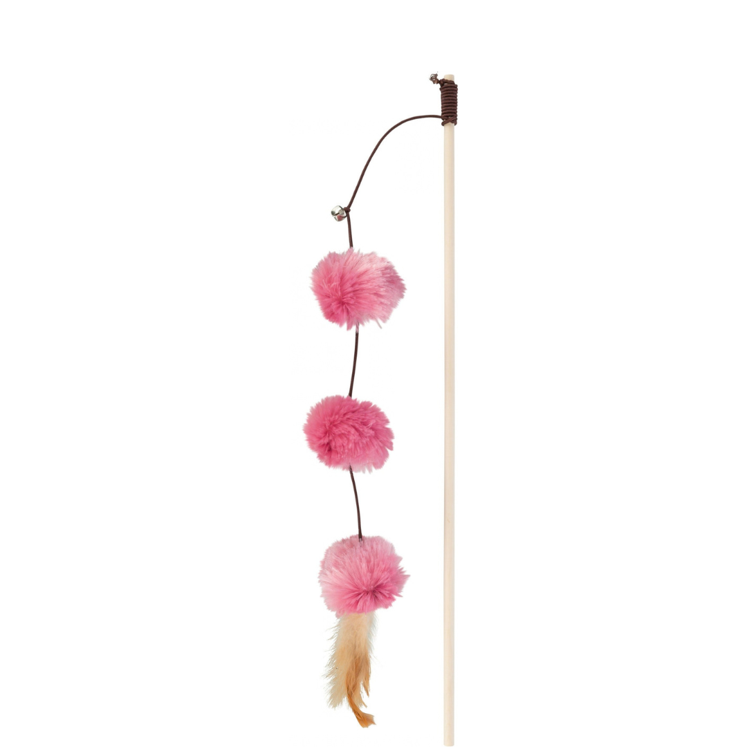 Gioco Gatto, Trixie canna da pesca gatto, canna da pesca per gatti, gioco interattivo per gatti, gioco gatto con piume, gioco gatto con campanellino, gioco con pompom per gatti, palline pompom gatto, giochi per stimolare il gatto, giochi interattivi Trixie, canna gioco gatto 50 cm