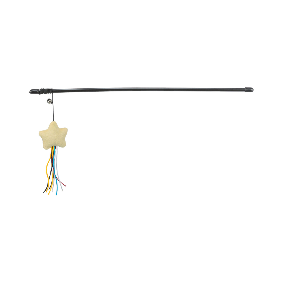 Gioco Gatto, canna da pesca per gatti, canna gioco gatto, gioco gatto con stella, canna da pesca gatto con campanellino, gioco interattivo per gatti, giochi per gatti con campanellino, gioco peluche gatto, canna per gatti 46 cm, gioco per stimolare il gatto, giochi interattivi gatto