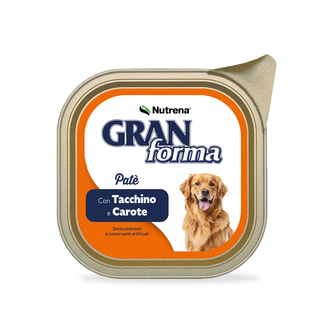 umido cane patè vellutati 300g, umido cani patè, GranForma vaschetta umido cane, patè doppia proteina cani adulti, cibo umido senza conservanti cane