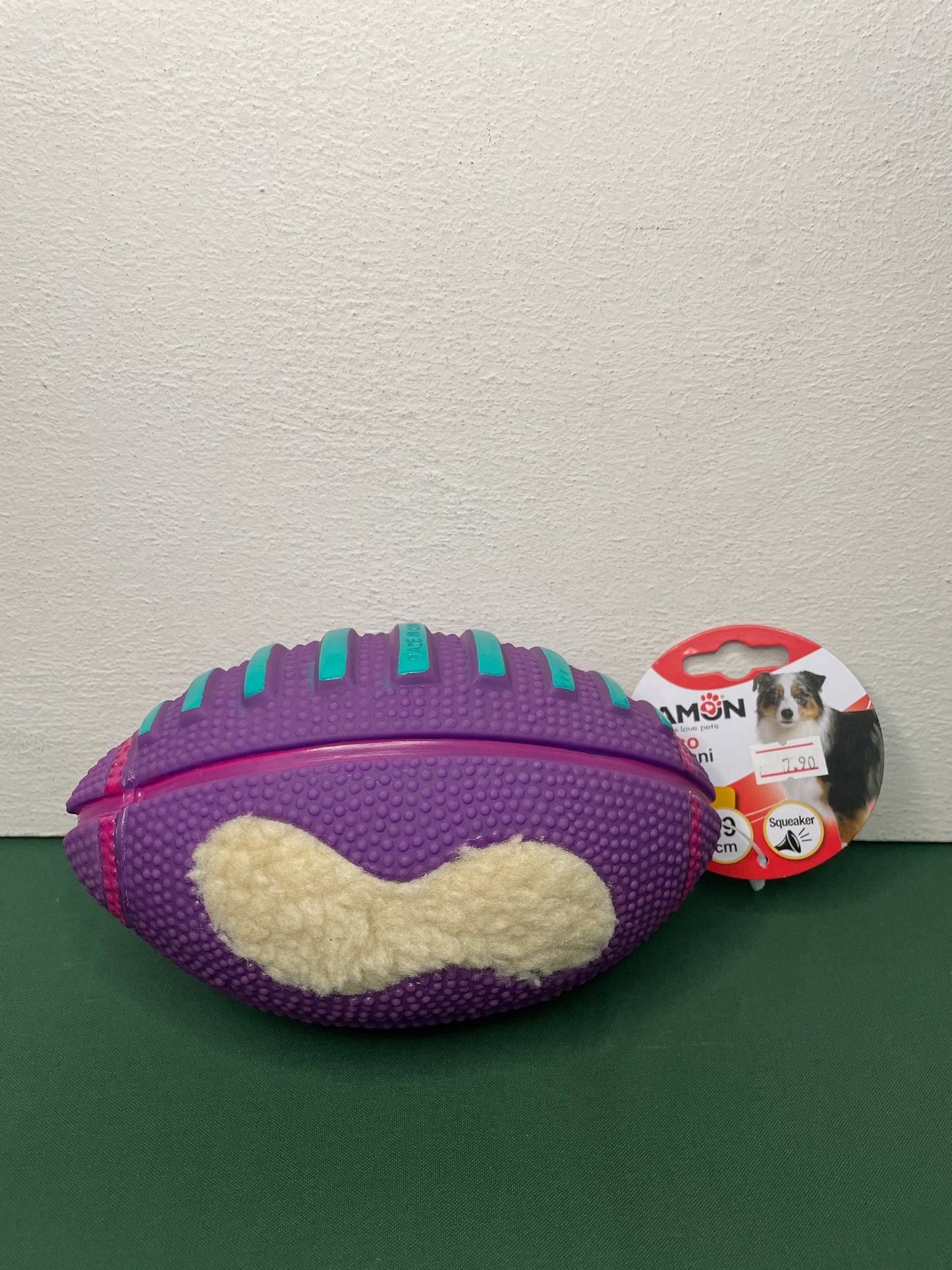 Camon - Palla da Rugby per cani con Squeaker e morbido pelo 19 cm