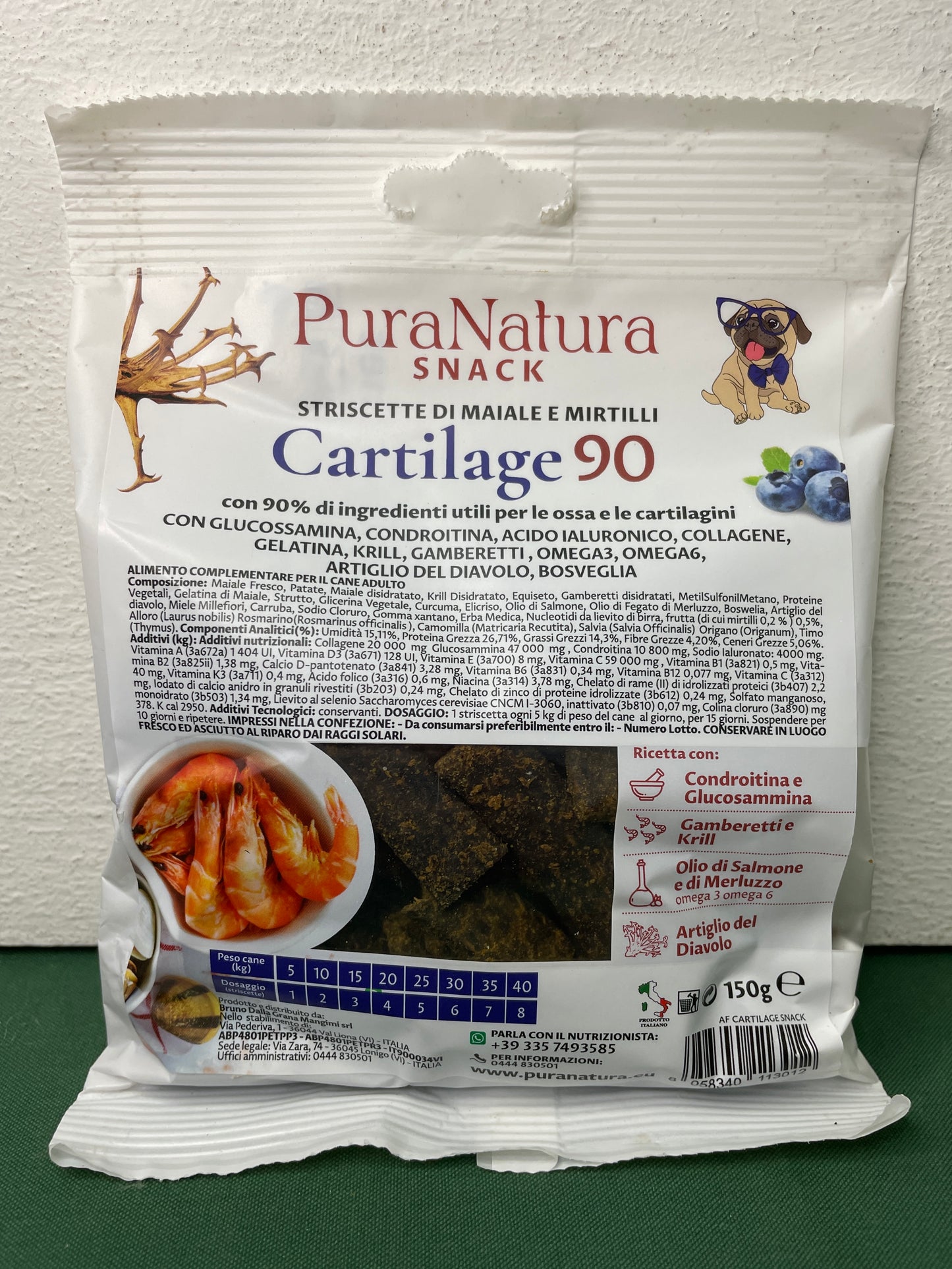 Pura Natura - Snack morbido per Cani con Articolazioni deboli o infiammate Cartilage 90 150g Officinalis Dalla Grana