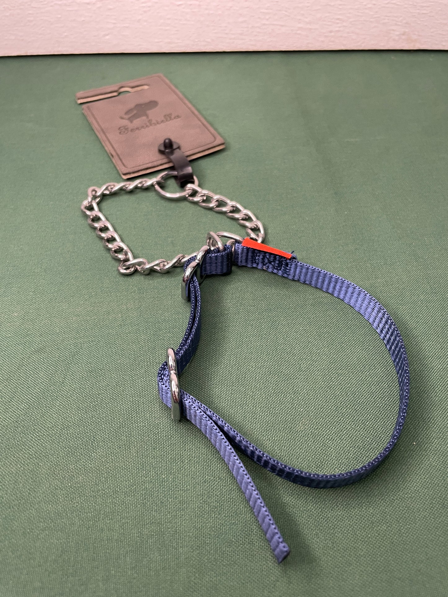 Ferribiella - Collare in Nylon con catena semi-strozzo per cani 40 cm x 10 mm
