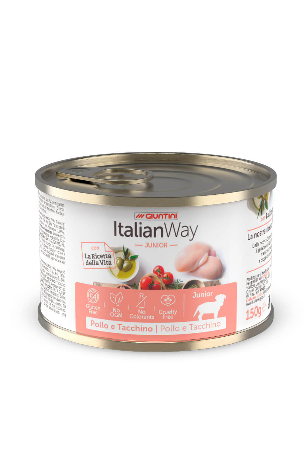 ItalianWay - Lattina di Umido Completo Senza Glutine per Cani Cuccioli Classic Puppy 150g