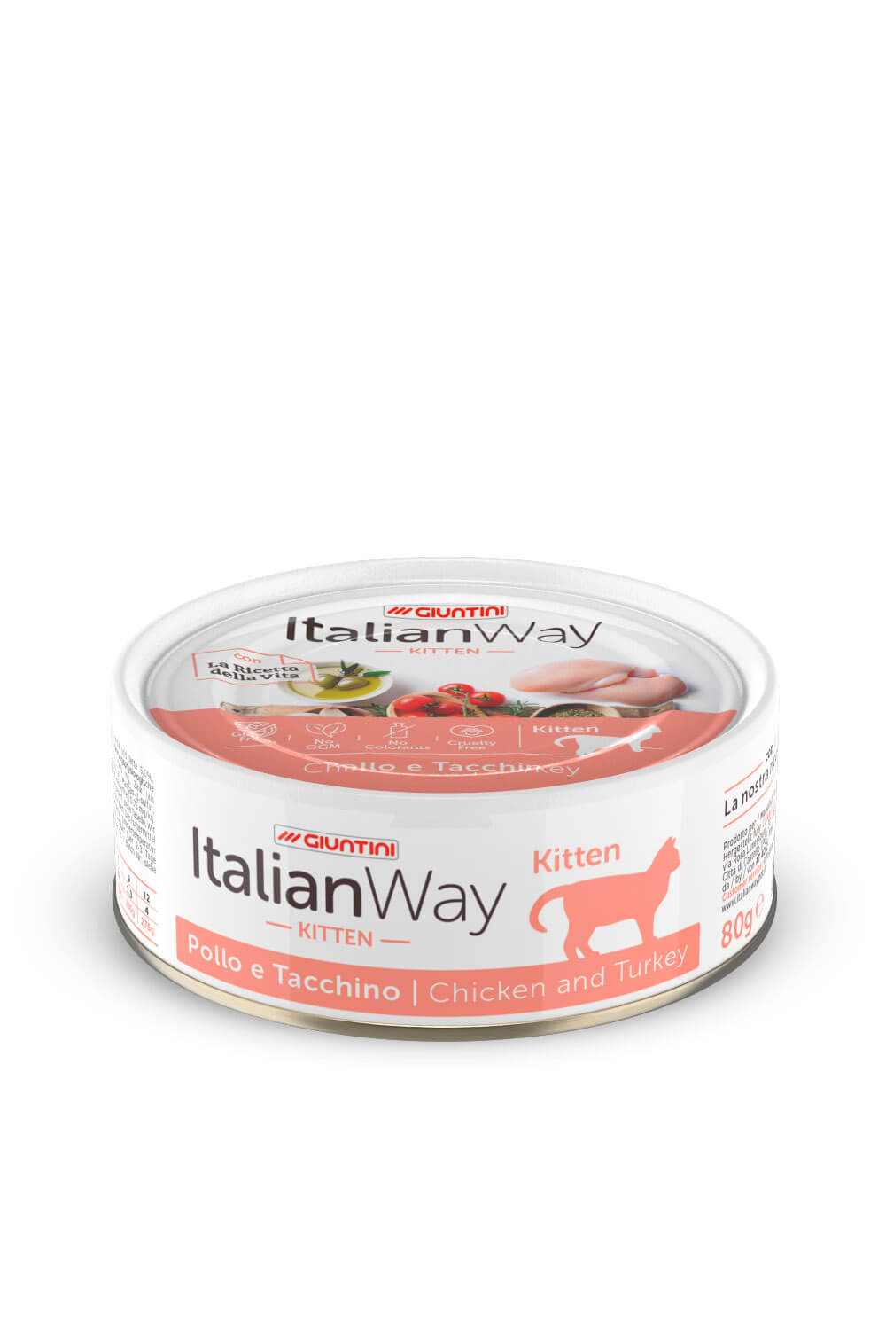 ItalianWay - Lattine di Umido Patè Completo Senza Glutine per Gatti Cuccioli Kitten 80g