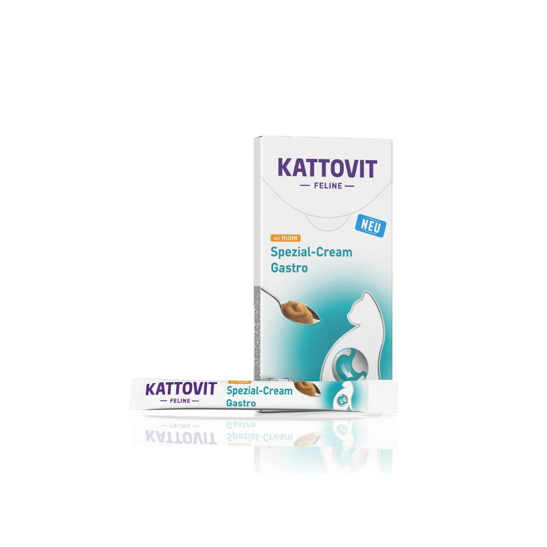 Kattovit Gastro Cream, snack cremoso per gatti, snack digestivo gatto, crema gastrointestinale gatti, stick crema Kattovit, snack funzionale gatto digestione