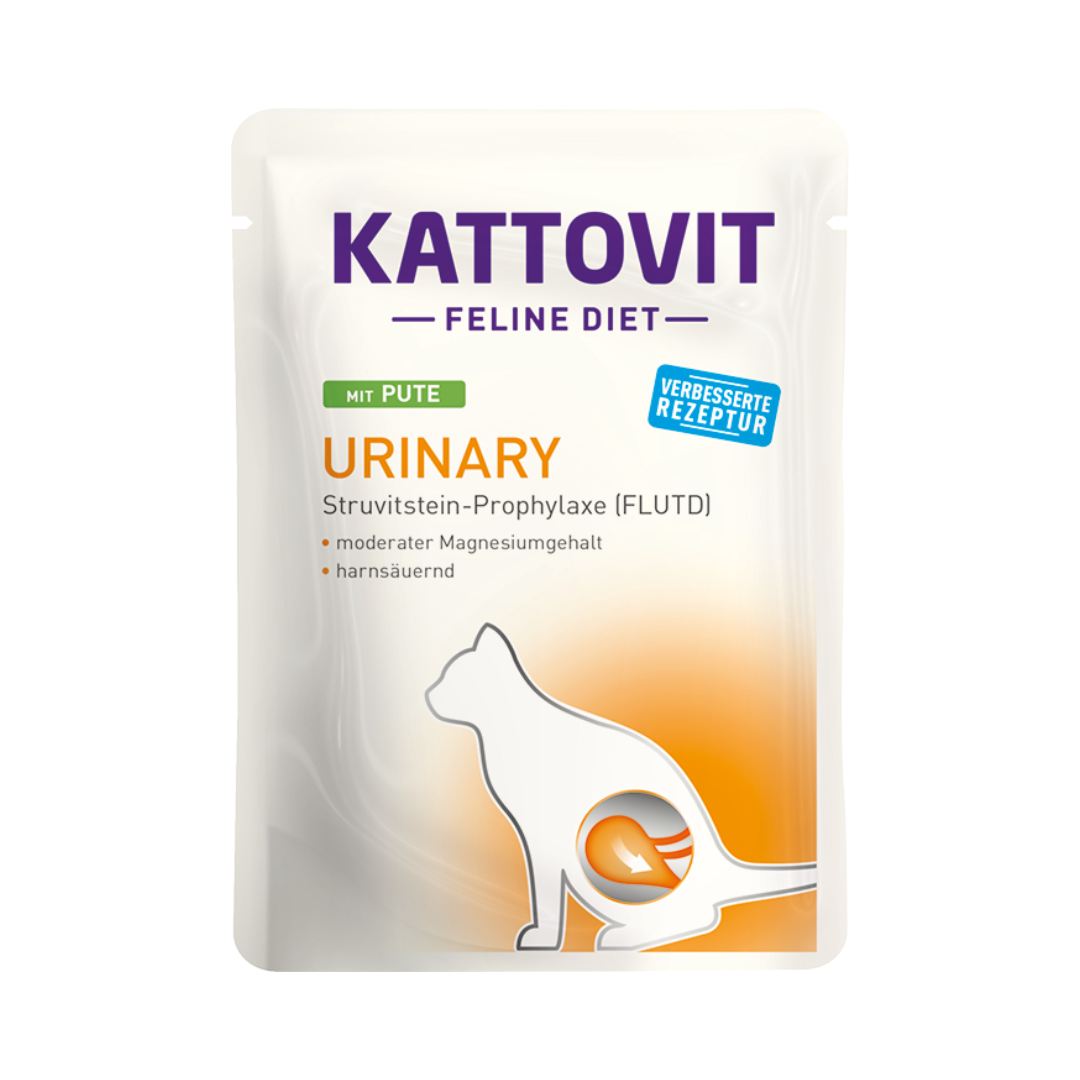 kattovit urinary gatto, umido gatto vie urinarie 85g, feline diet urinary, alimento dietetico gatto urinario, cibo umido gatto supporto urinario, umido gatto, bocconcini curativi
