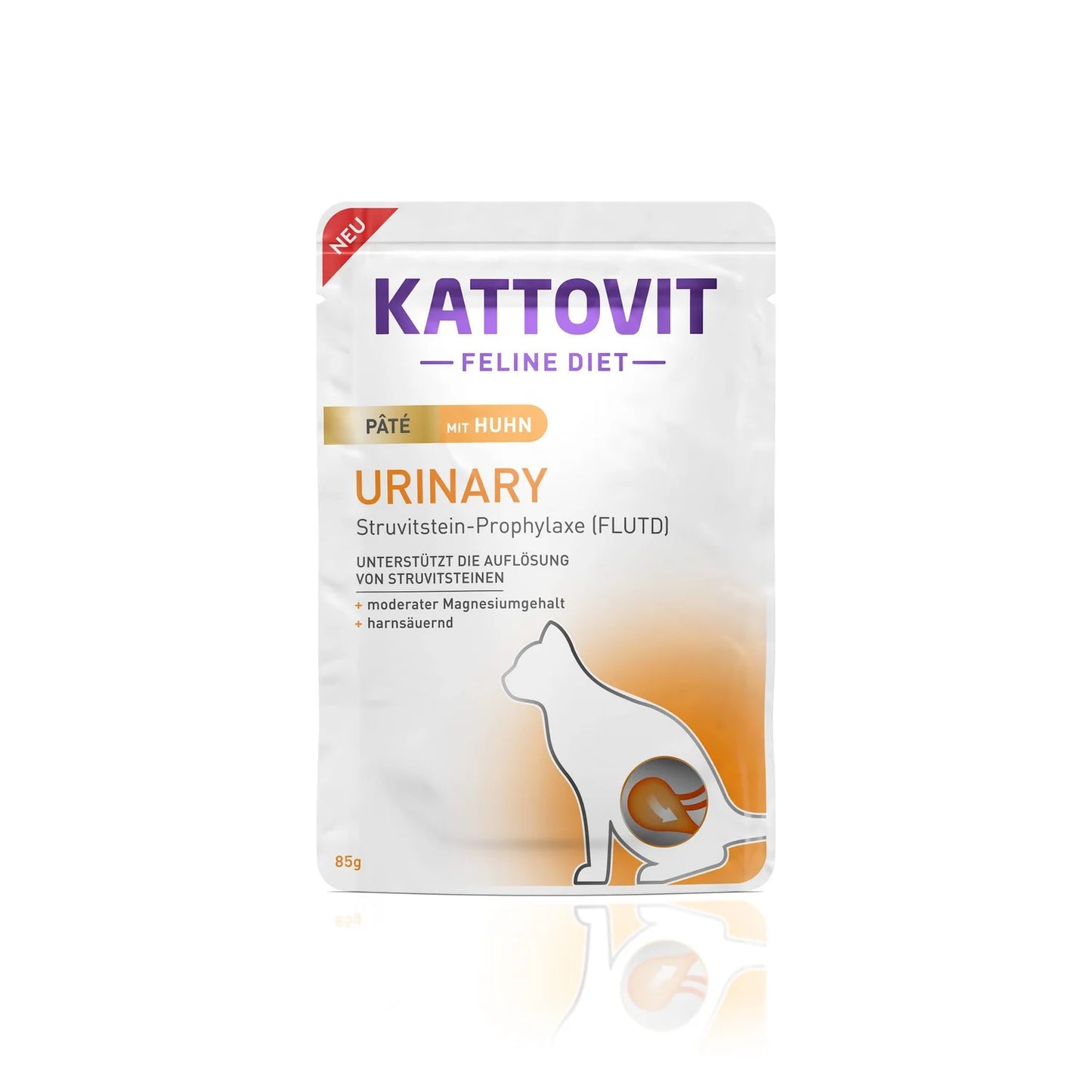 cibo dietetico gatto struvite, umido urinary gatto pollo, Kattovit Paté Urinary pollo, alimento prescritto cat urinary, pH urinario gatto dieta
